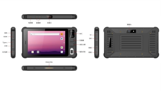 Exhibición de 8 de la pulgada 2.a liendres del escáner HDMI 1000 de Mini Rugged Android Tablet